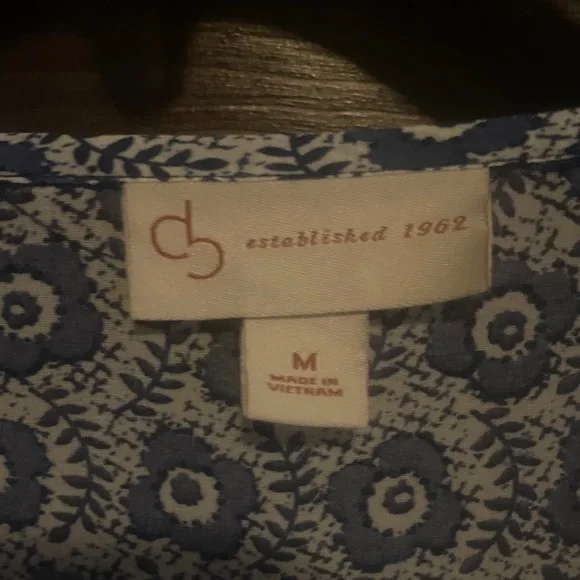 CB Casual Navy and Cream Blouse. Lightweight - Picture 3 of 3